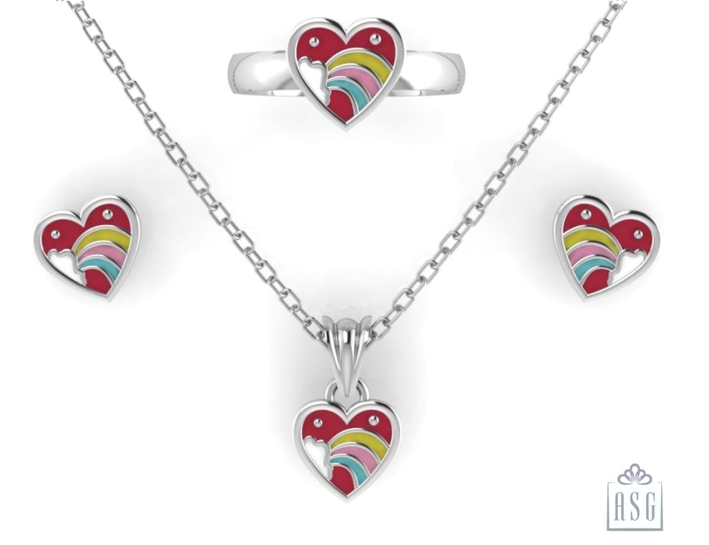 Sterling Silver Heart Baby Jewellery Set