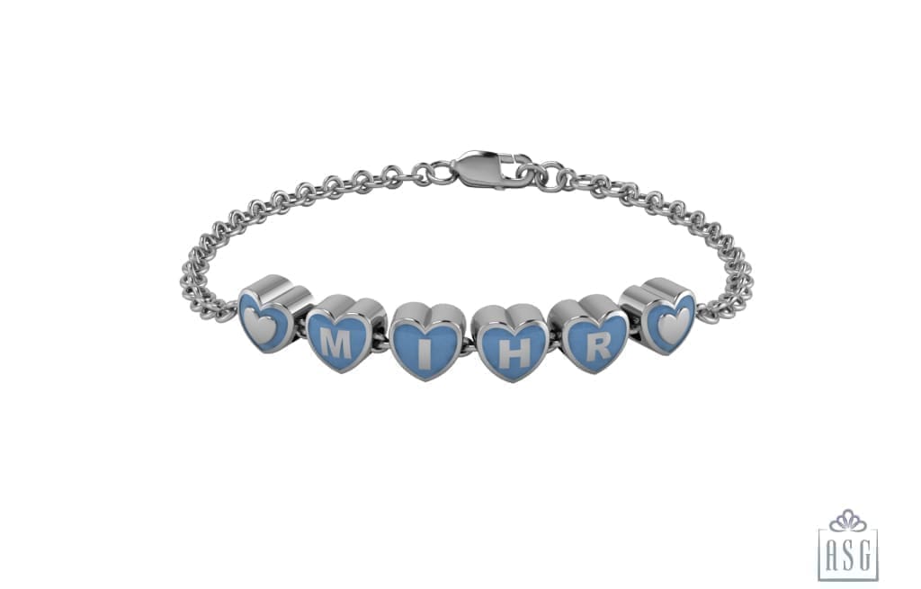 Sterling Silver Heart Babykubes Loose Bracelet For Baby & Child Blue / 4 Babykubes Bracelets