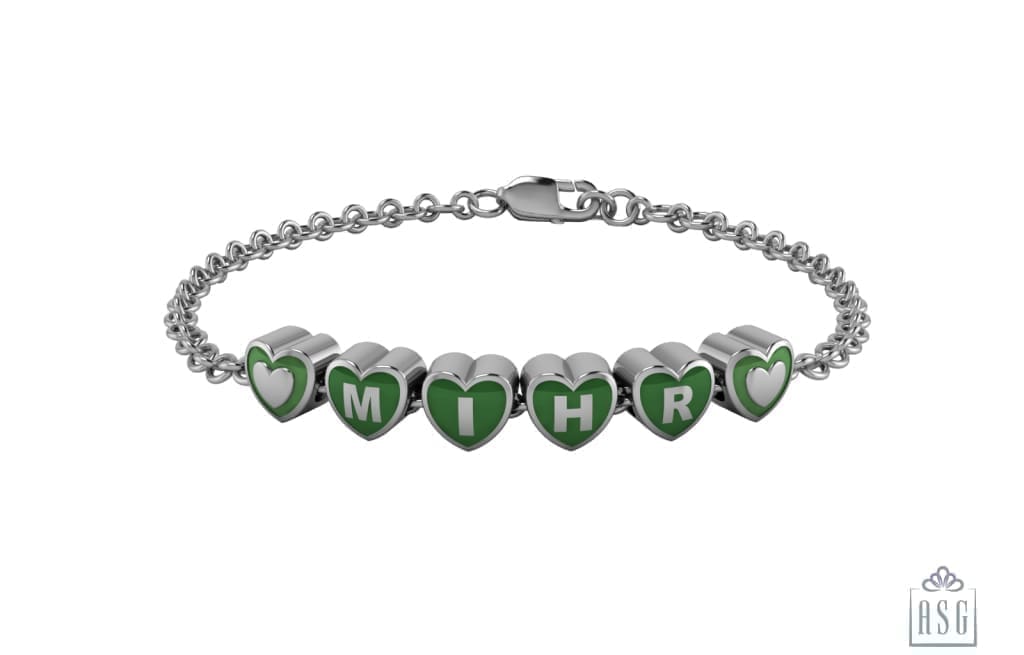 Sterling Silver Heart Babykubes Loose Bracelet For Baby & Child Green / 4 Babykubes Bracelets