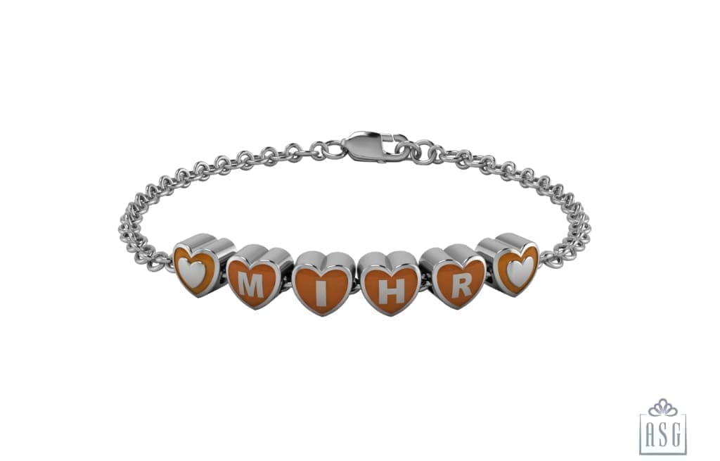 Sterling Silver Heart Babykubes Loose Bracelet For Baby & Child Orange / 4 Babykubes Bracelets