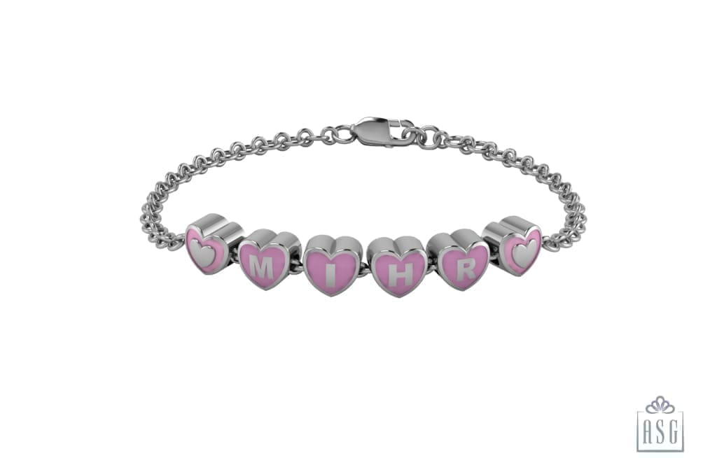 Sterling Silver Heart Babykubes Loose Bracelet For Baby & Child Pink / 4 Babykubes Bracelets