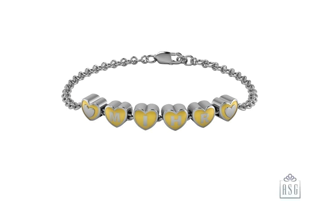 Sterling Silver Heart Babykubes Loose Bracelet For Baby & Child Yellow / 4 Babykubes Bracelets