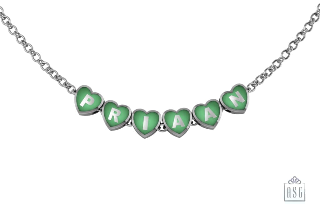Sterling Silver Heart Babykubes Necklace For Baby & Child Green / 9 Babykubes Kids Necklaces