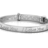 Sterling Silver Baby Bracelet Kada adjustable with " I Love You" written