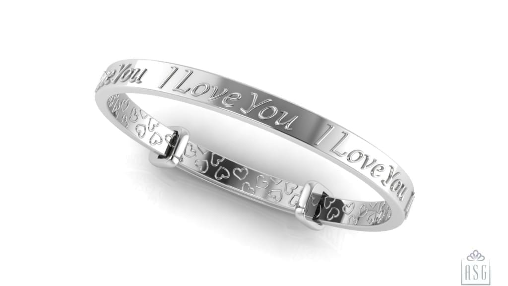 Sterling Silver Baby Bracelet Kada adjustable with " I Love You" written