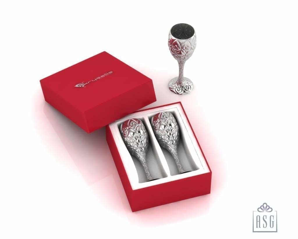 Sterling Silver Wine Glass - Lotus Full Bloom