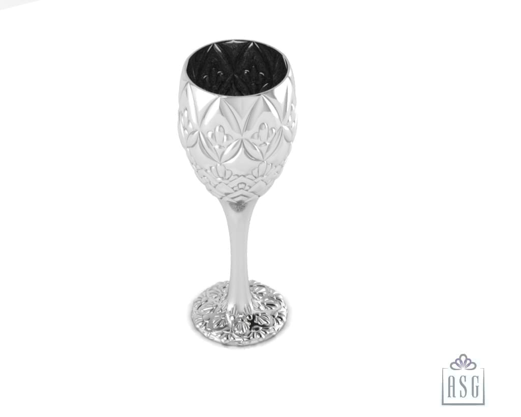 Sterling Silver Wine Glass - Lotus Full Bloom
