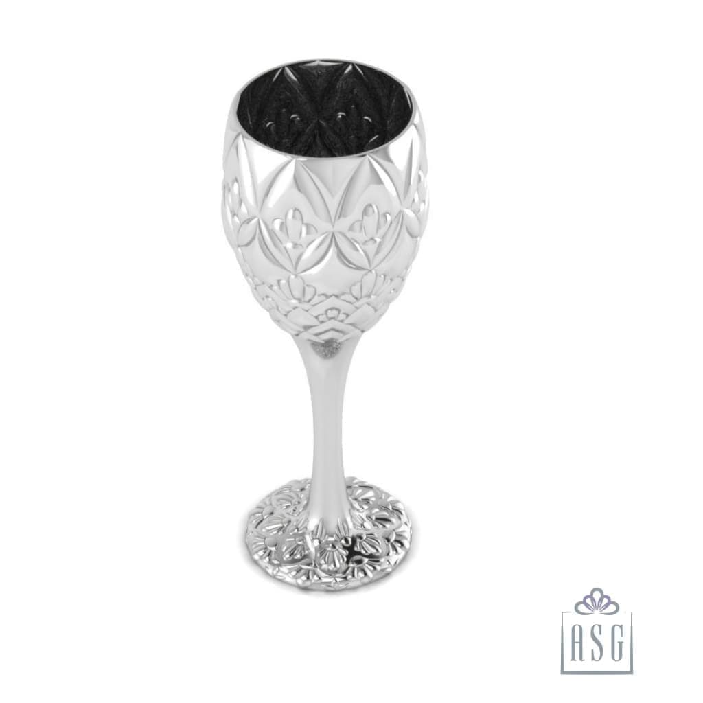 Sterling Silver Wine Glass - Lotus Full Bloom