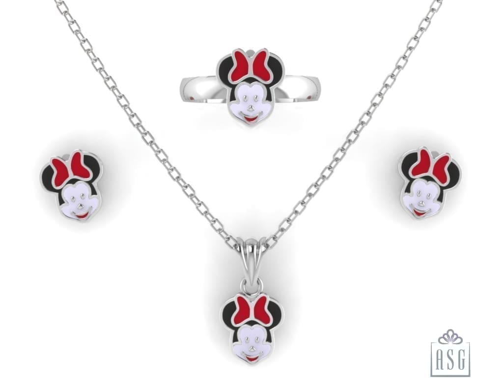 Sterling Silver Minnie Mouse Baby Jewellery Set