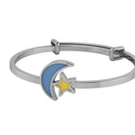 Sterling Silver Baby Bracelet Kada adjustable with moon and star