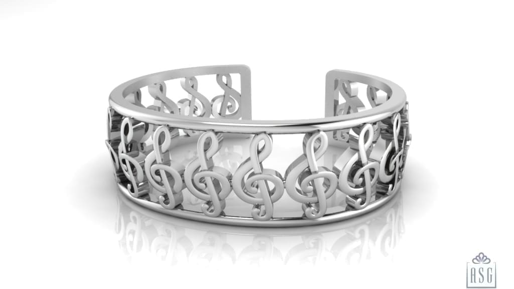 Sterling Silver Musical Notes Baby Cuff Kada
