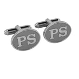 Personalised Sterling Silver Cufflinks Oval For Women Grey