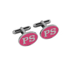 Personalised Sterling Silver Cufflinks Oval For Women Pink