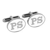 Personalised Sterling Silver Cufflinks Oval For Women White