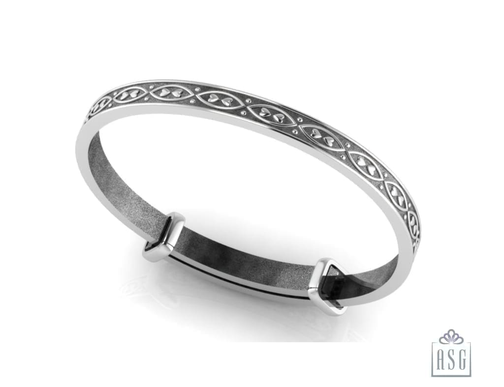 Sterling Silver Baby Bracelet Kada adjustable with oxidised design