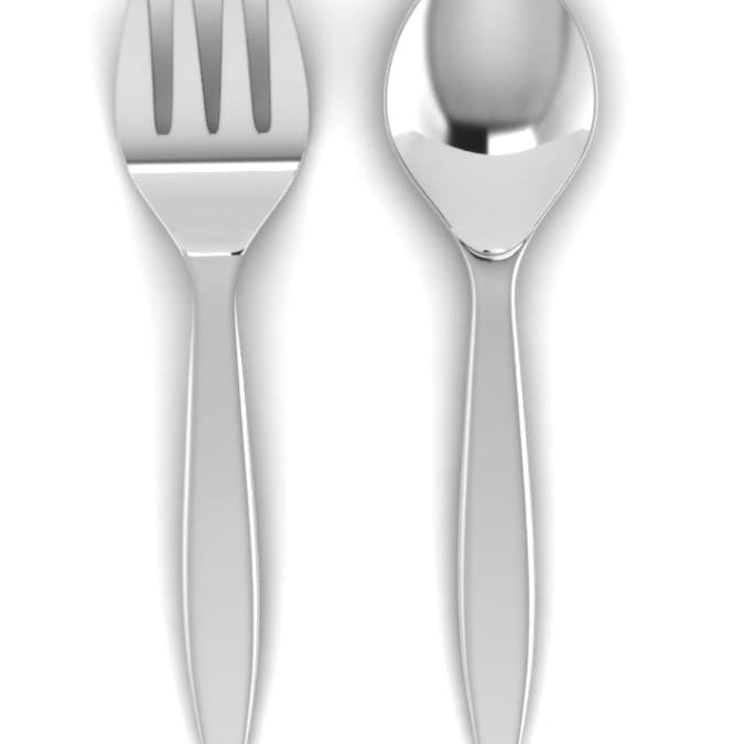 Sterling Silver Baby Spoon & Fork Set - Classic Plain