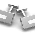 Sterling Silver Cufflinks - Rectangular with white enamel
