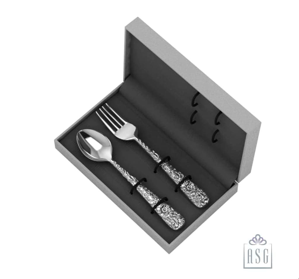 Sterling Silver Dinner Spoon & Fork Set - The Rosa Collection