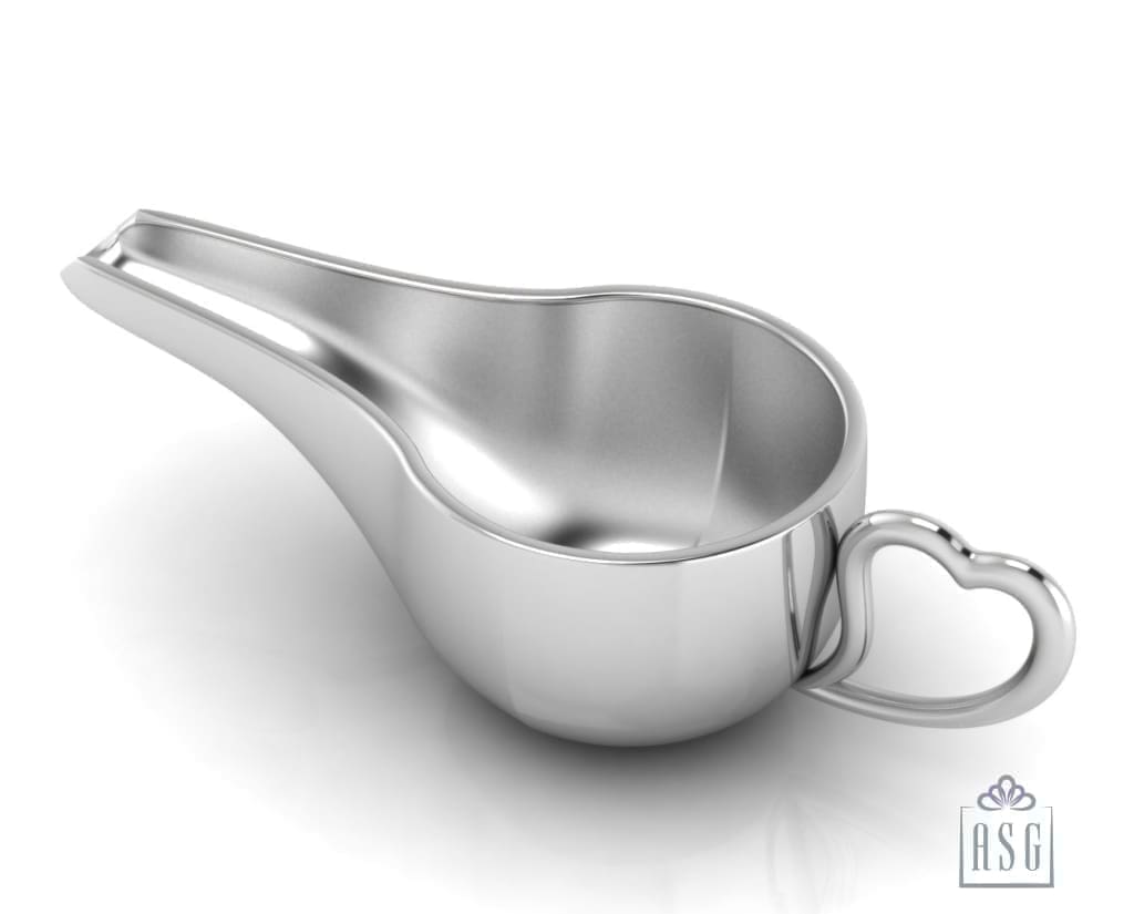 Sterling Silver Baby Feeder - Round Medicine Porringer with a Heart Handle