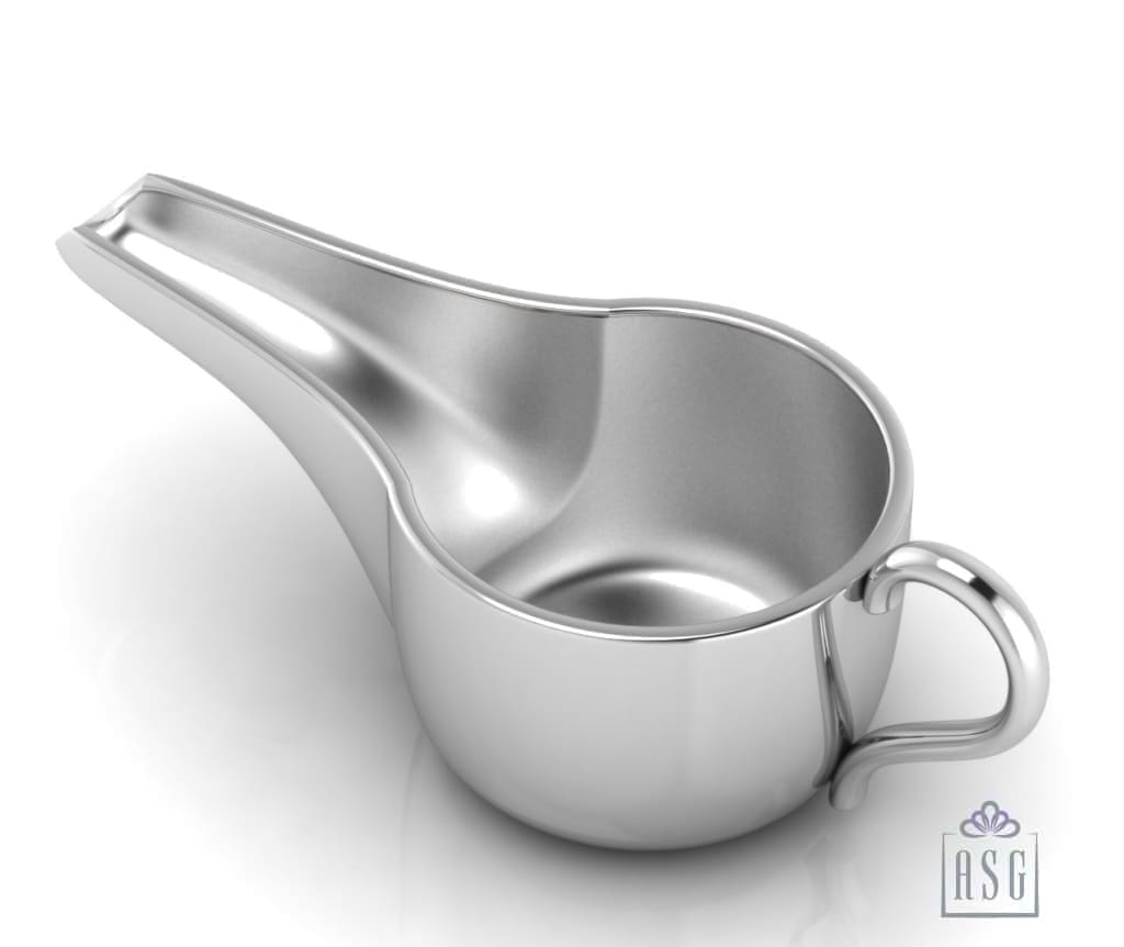 Sterling Silver Baby Feeder - Round Medicine Porringer with a Plain Handle