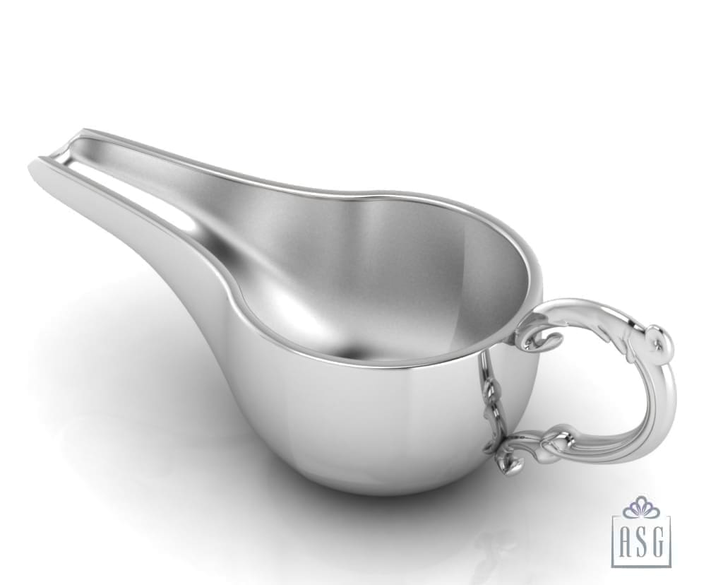 Sterling Silver Baby Feeder - Round Medicine Porringer with a Victorian Handle