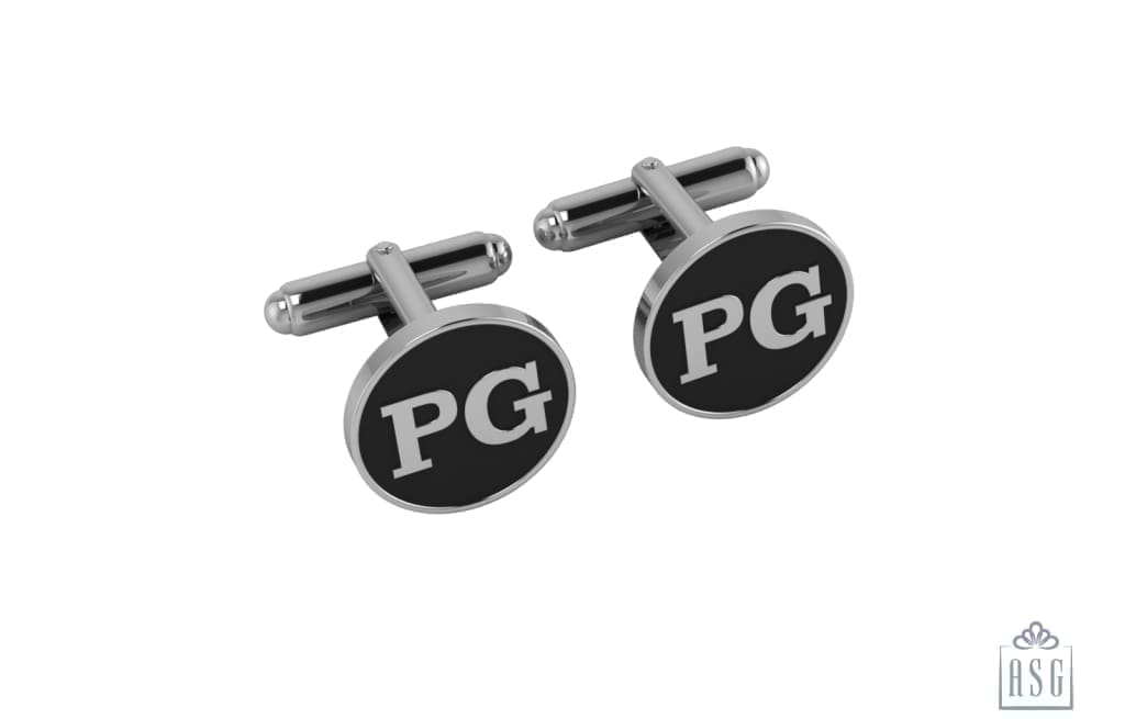 Personalised Sterling Silver Cufflinks Round For Men Black