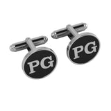 Personalised Sterling Silver Cufflinks Round For Men Black