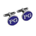 Personalised Sterling Silver Cufflinks Round For Men Blue