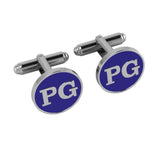 Personalised Sterling Silver Cufflinks Round For Men Blue