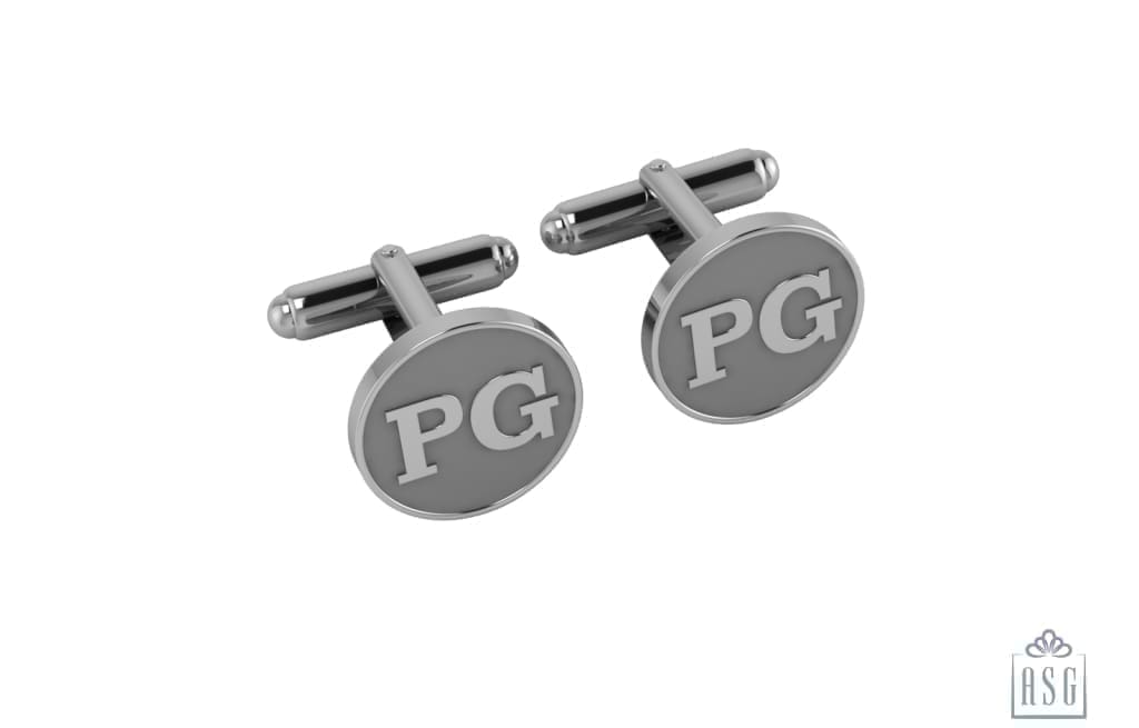 Personalised Sterling Silver Cufflinks Round For Men Grey