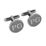 Personalised Sterling Silver Cufflinks Round For Men Grey
