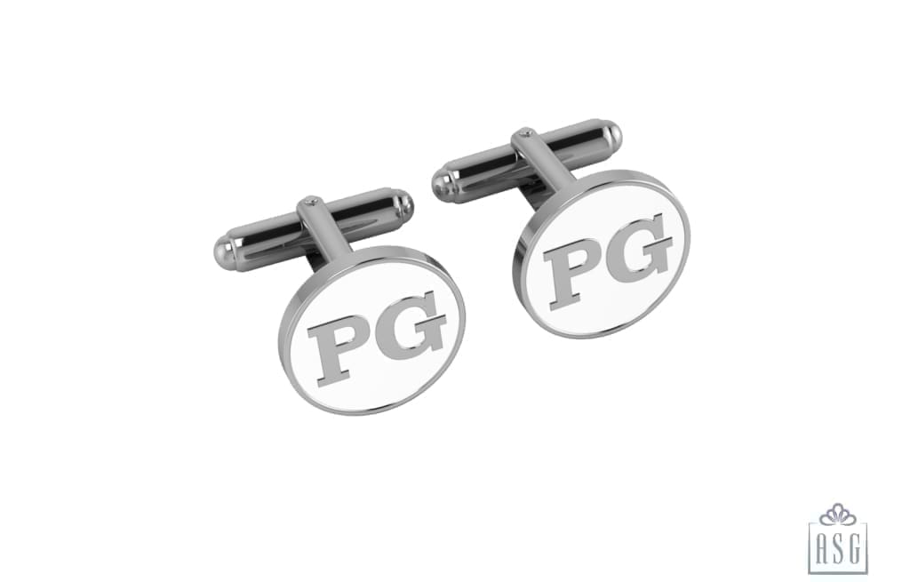 Personalised Sterling Silver Cufflinks Round For Men White