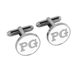 Personalised Sterling Silver Cufflinks Round For Men White