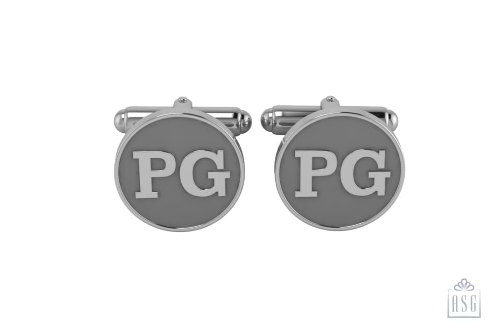 Personalised Sterling Silver Cufflinks Round For Women Grey