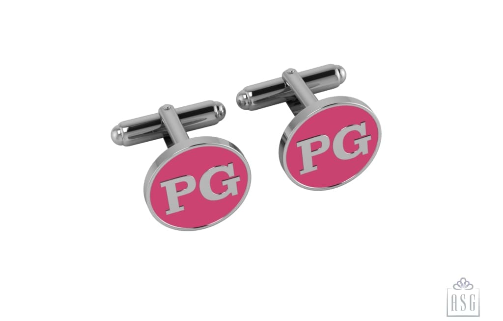 Personalised Sterling Silver Cufflinks Round For Women Pink