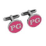 Personalised Sterling Silver Cufflinks Round For Women Pink
