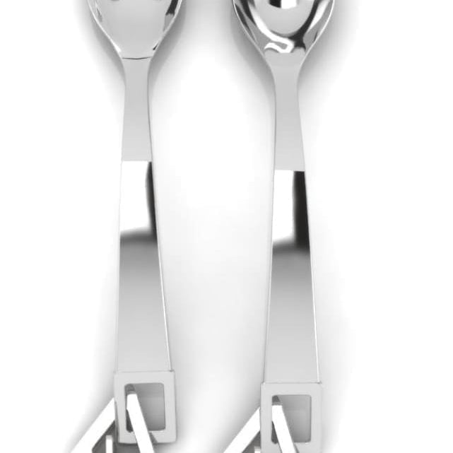 Sterling Silver Baby Spoon & Fork Set - Shapes Charms