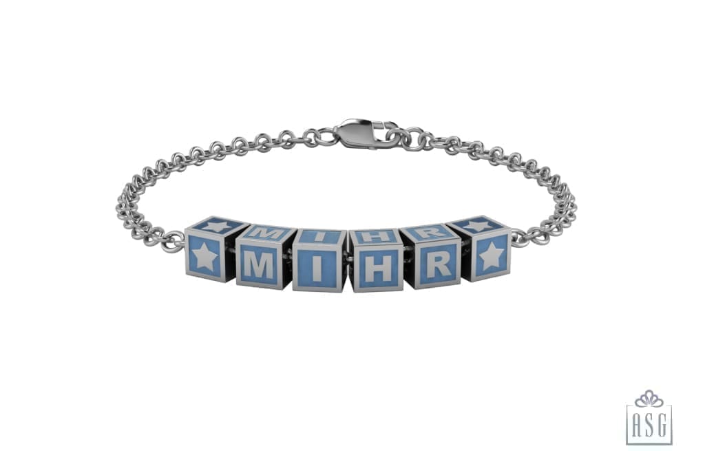 Sterling Silver Square Babykubes Loose Bracelet For Baby & Child Blue / 4 Babykubes Bracelets