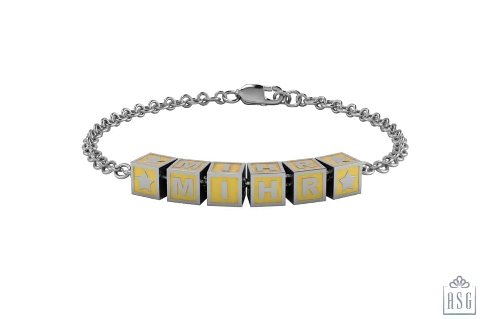 Sterling Silver Square Babykubes Loose Bracelet For Baby & Child Yellow / 4 Babykubes Bracelets