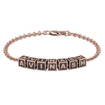 Sterling Silver Square Cubes Name Bracelet For Boys & Men Pink Gold / For 7 Bracelets And