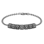 Sterling Silver Square Cubes Name Bracelet For Boys & Men / For 7 Bracelets And