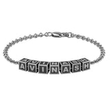 Sterling Silver Square Cubes Name Bracelet For Boys & Men / For 7 Bracelets And