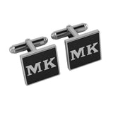 Personalised Sterling Silver Cufflinks Square For Men Black