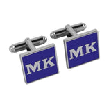 Personalised Sterling Silver Cufflinks Square For Men Blue