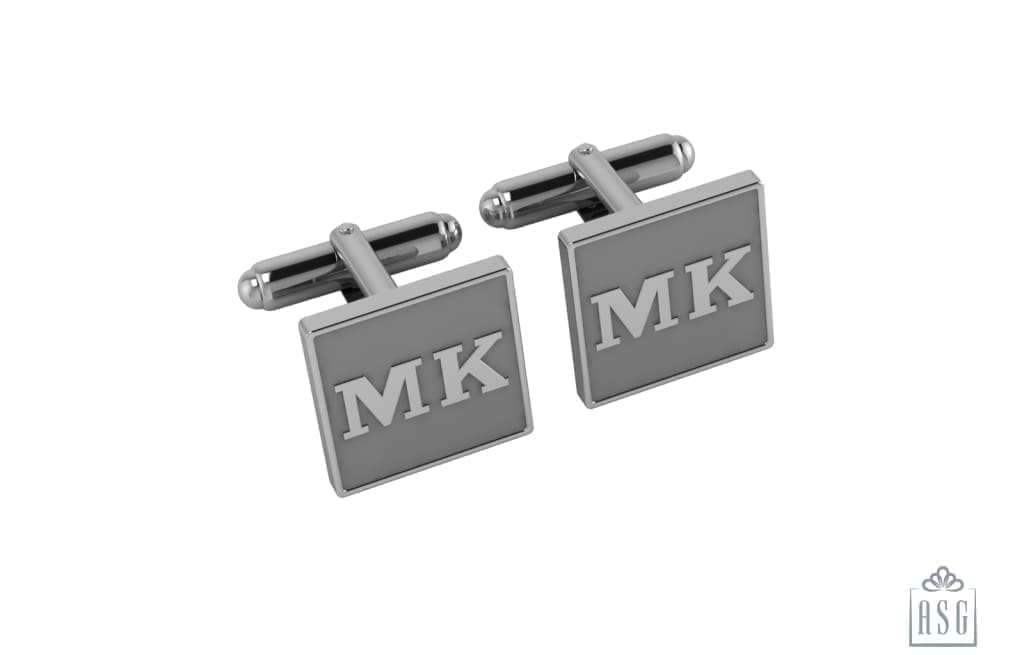 Personalised Sterling Silver Cufflinks Square For Men Grey