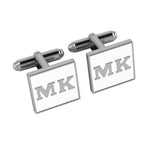 Personalised Sterling Silver Cufflinks Square For Men White