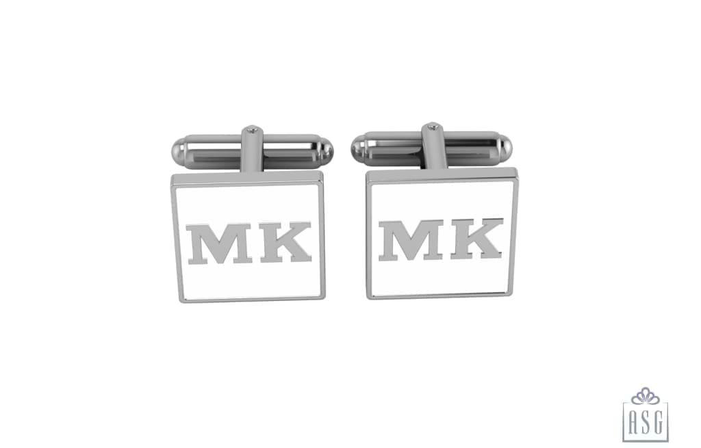 Personalised Sterling Silver Cufflinks Square For Women White