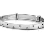 Sterling Silver Baby Bracelet Kada adjustable with Stars design