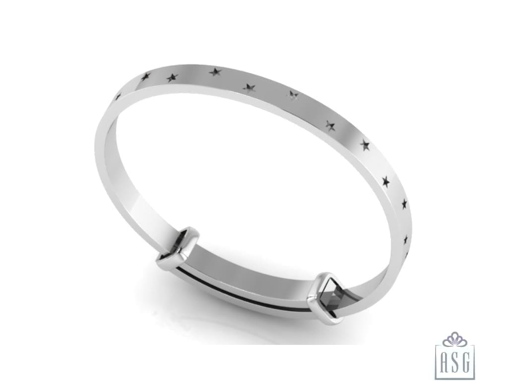 Sterling Silver Baby Bracelet Kada adjustable with Stars design