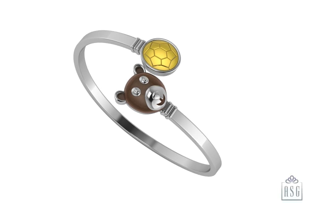 Sterling Silver Baby Kada cuff with Teddy and ball